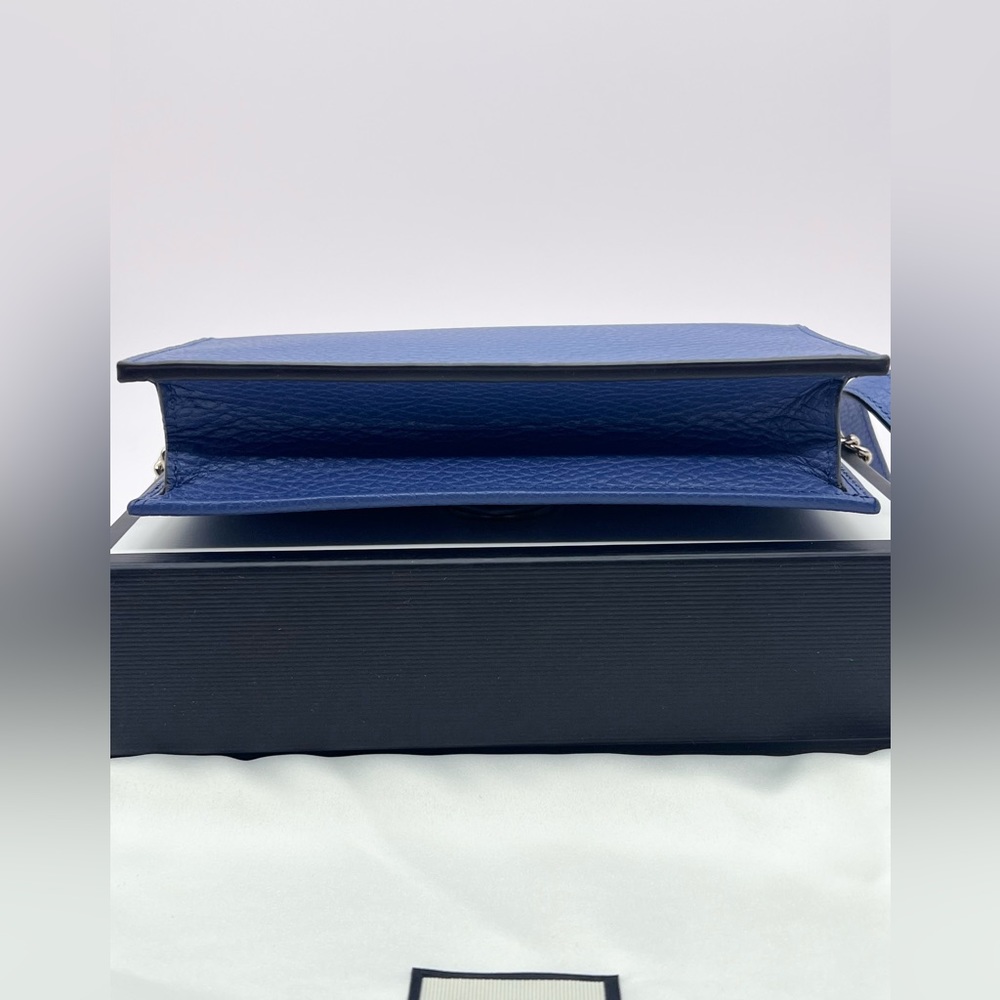 ❌SOLD❌NWT Gucci Dollar Calfskin Interlocking G Chain Wallet Bag Caspian Blue - Picture 5 of 13